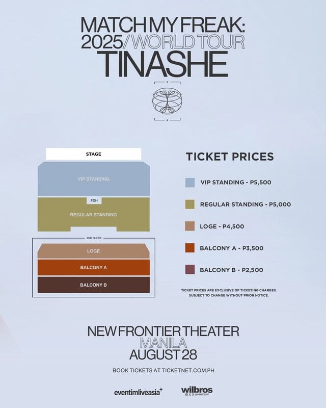Tinashe Ticket Prices and Seat Plan